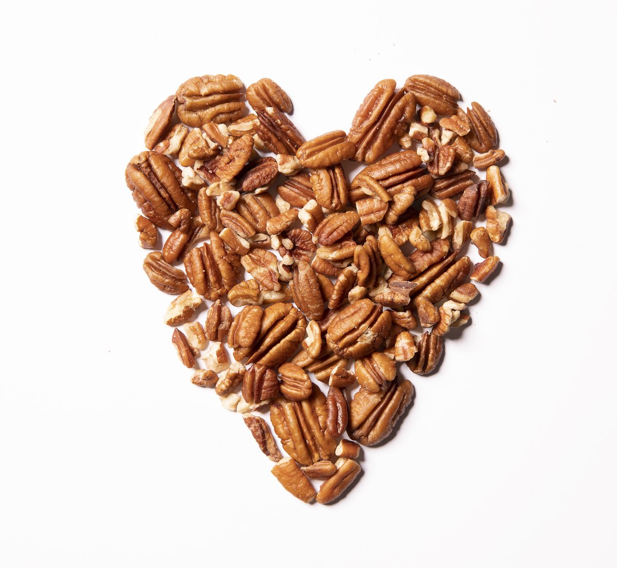 Pecans arranged in a heart